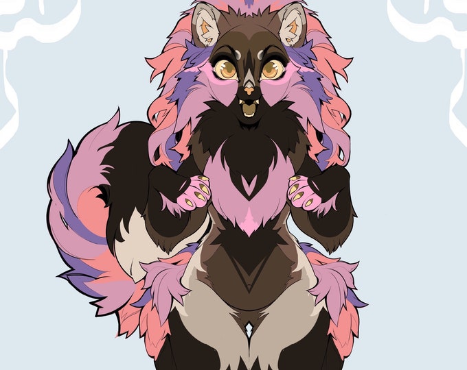 Pomeranian Dog Fluffy Fursona Furry Adopt Character Pink Etsy