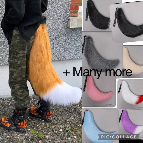 Many colors available- fursuit tail fox wolf custom furry costume cosplay handmade high quality partial parts dog cat feline canine core