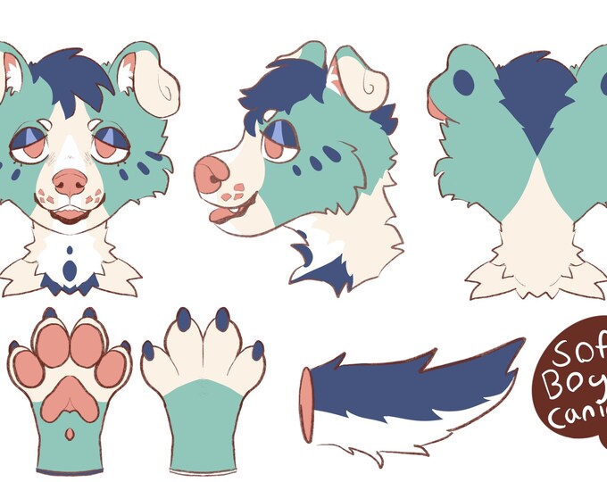 Fursuit Partial Adopt for Fursuit Makers Furry Adopt Wolf Canine Blue Turquoise Boy Soft