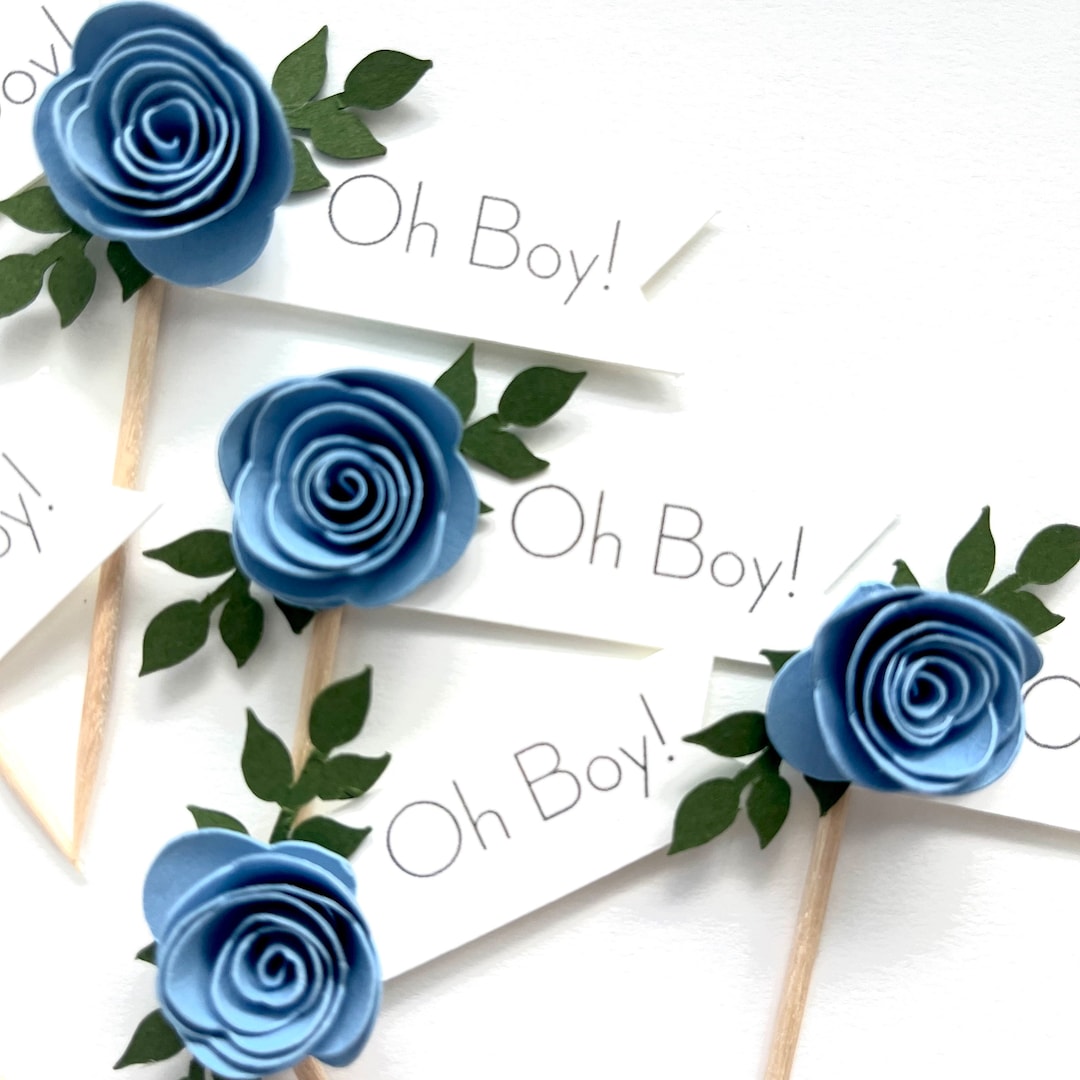 Oh Boy Cupcake Topper Blue Personalize Baby Shower Cupcake Etsy