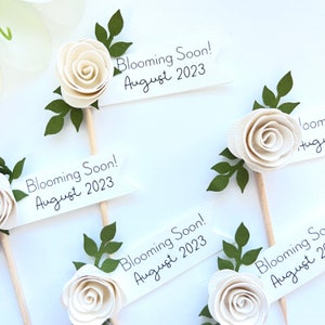 Baby Shower Cupcake Topper, Birth Announcement Topper, Flower Personalize Baby Shower Cupcake Topper