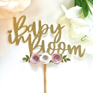 Baby in Bloom Cake Topper, Babies in Bloom Cake Topper, Pink and Cream Roses, Baby Shower Cake Topper