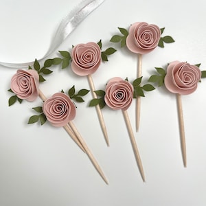 Pink Rose Cupcake Topper, Mini Cupcake Picks, Birthday, Wedding, Showers, Anniversaries, Celebrations!