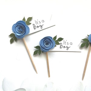 It&#39;s a Boyl!  Cupcake Topper, Blue Personalize Baby Shower Cupcake Topper