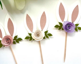 Easter Bunny Cupcake Topper, Mini Cupcake Picks, Birthday, Baby Shower, Baby Announcement, Celebrations!