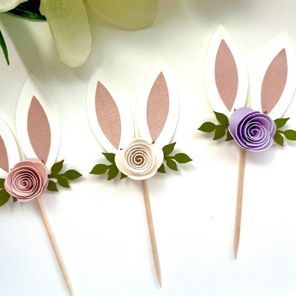 Easter Bunny Cupcake Topper, Mini Cupcake Picks, Birthday, Baby Shower, Baby Announcement, Celebrations!