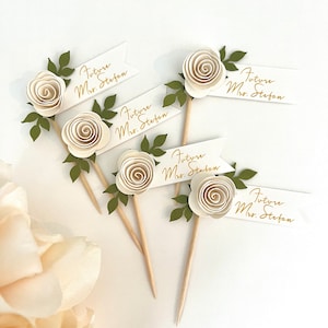 Future Mrs Wedding Cupcake topper, Mini Flower Cupcake Picks, Boho Toppers, Birthday, Wedding, Showers, Bachelorette Party
