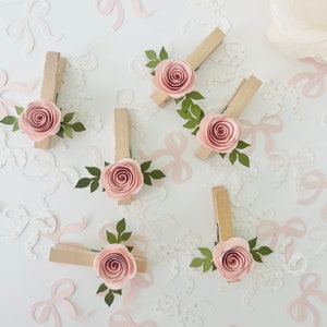 Pink Baby Shower Decorations, Baby Clothespin Game, Baby Photo Clips, Baby in Bloom Baby Shower, Milestone Photo Pins , 12 Count