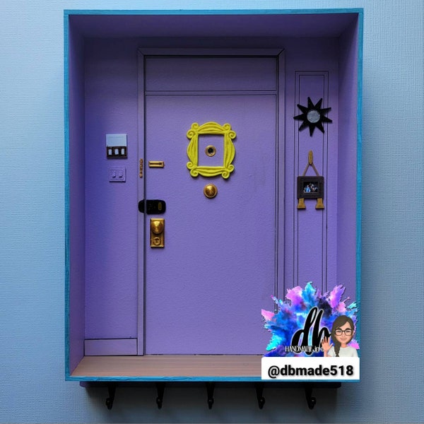 Monica's Purple Door Inspired Open Shadow Box or Key Holder from FRIENDS. Friends Key Holder. Wooden. Miniature