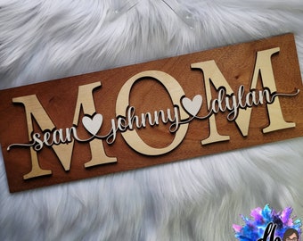 Mother&#39;s Day Gift. Personalized Mom Sign, Name, Table sign or wall hanging.