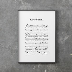 Gregorian Chant Print - Salve Regina Art Print - Catholic Sheet Music Art Print - 9X12
