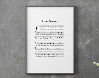 Gregorian Chant Print XL - Pater Noster Art Print - Catholic Sheet Music Art Print - 24X36