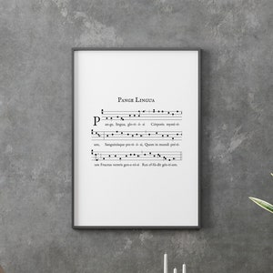 Gregorian Chant Print - Pange Lingua Art Print - Catholic Sheet Music Art Print - 9X12