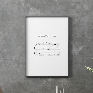 Gregorian Chant Print - Adoro Te Devote Art Print - Catholic Sheet Music Art Print - 9X12