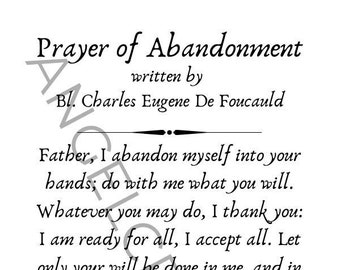 Catholic Printable Prayer Card "Prayer of Abandonment" - Father, I abandon myself into Your hands - 3.5X2 prayer print
