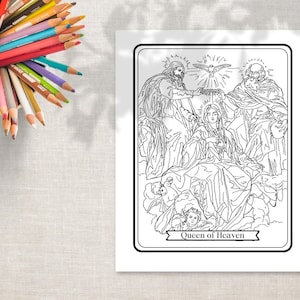 Printable Coloring Page &quot;Queen of Heaven&quot; - Catholic coloring page - printable