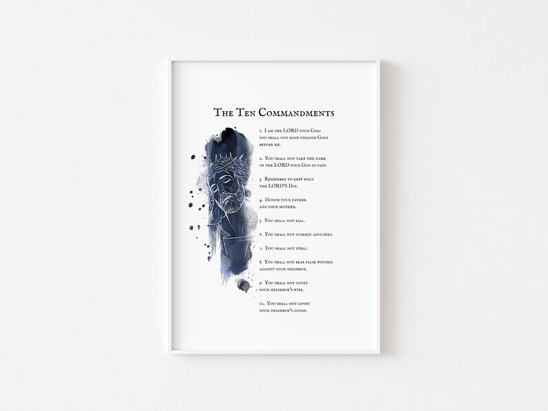Printable Christian Wall Art - 4 Versions of The Ten Commandments - 4 designs - 12X16 printable image 4