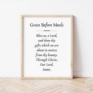 Catholic Prayer Print &quot;Grace Before Meals&quot; - Bless us, O Lord - 8X10 prayer print
