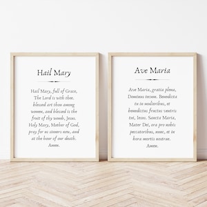 Catholic Prayer Print &quot;Hail Mary&quot; - hail Mary full of grace - printable &quot;Ave Maria&quot; - 8X10 prayer print