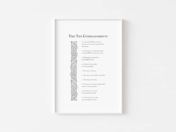 Printable Christian Wall Art - 4 Versions of The Ten Commandments - 4 designs - 12X16 printable