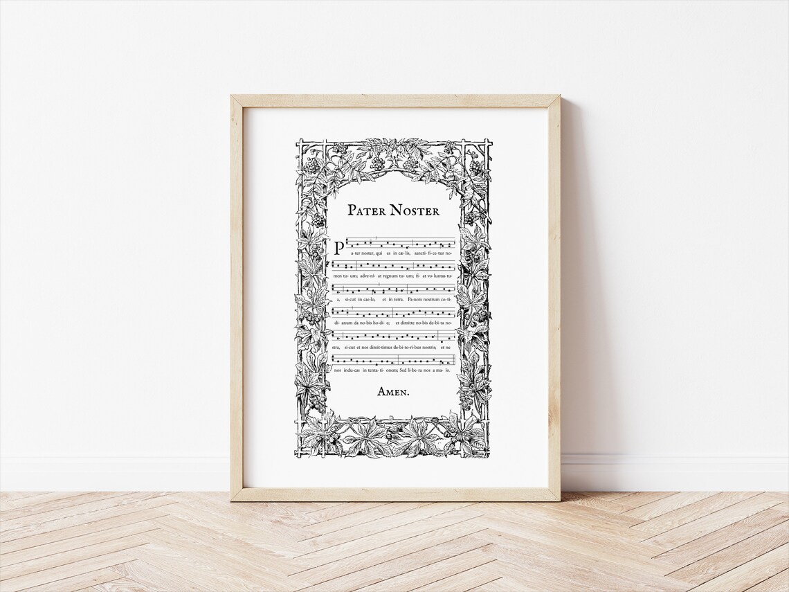 Gregorian Chant Print - Pater Noster Art Print - Catholic Sheet Music ...