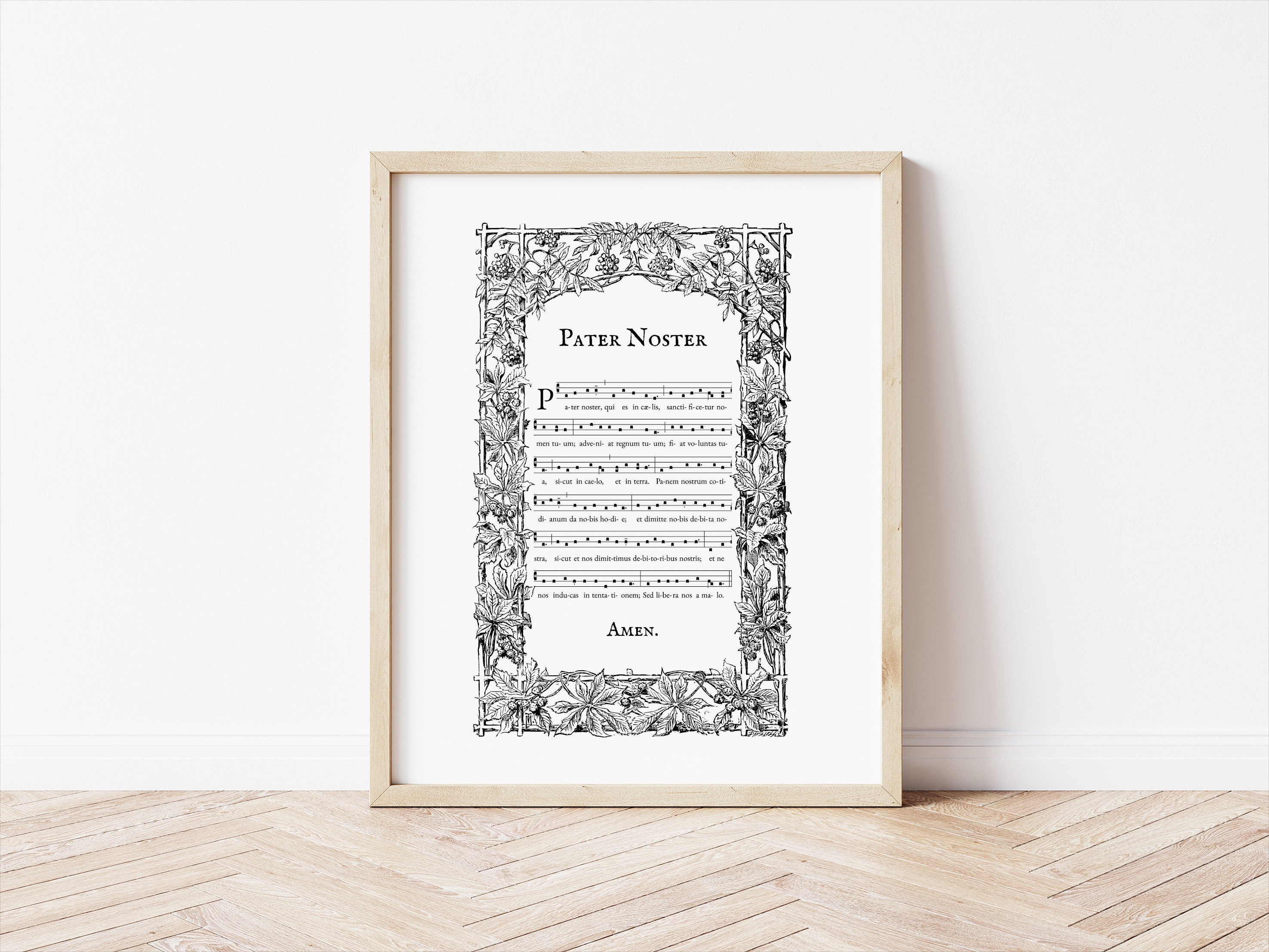 Gregorian Chant Print - Pater Noster Art Print - Catholic Sheet Music ...