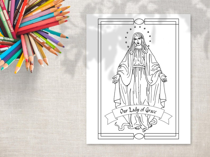 Printable Coloring Page our Lady of Grace - Etsy Hong Kong