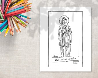 "Malseite ""Unsere Liebe Frau von Lourdes"" - Katholische Ausmalseite zum Ausdrucken"