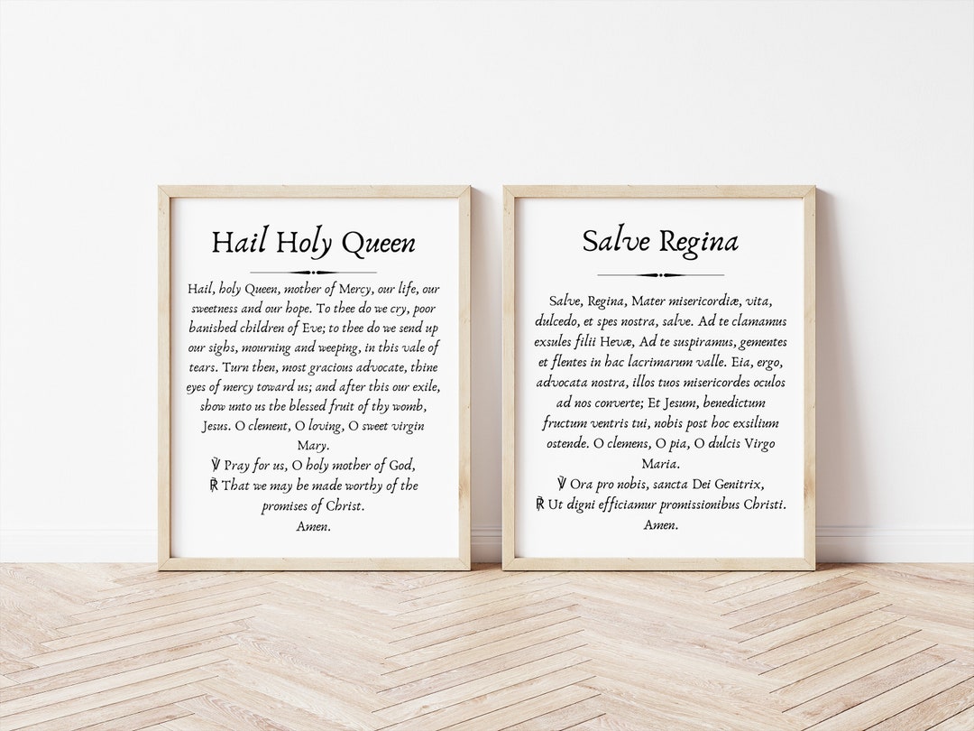 Hail Holy Queen Prayer Print - Catholic Art, Salve Regina (digital ...