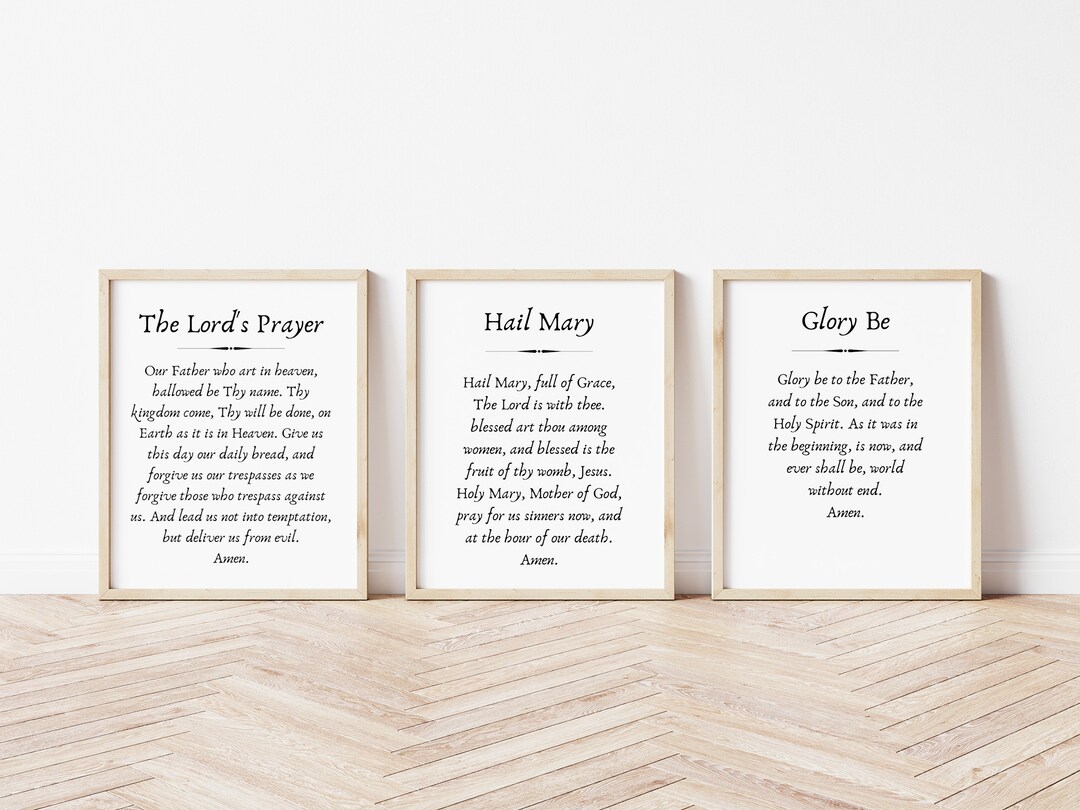 Catholic Prayer Print Set – Rosary Prayers, Our Father, Hail Mary ...
