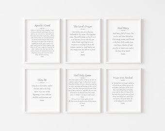 Catholic Prayer Print ULTIMATE Bundle  -  Our Father, Hail Mary, Glory Be, Apostle&#39;s Creed, Hail Holy Queen, St Michael - The Rosary