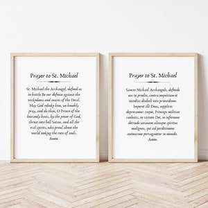 Catholic Prayer Print &quot;St. Michael Prayer&quot; - St Michael the archangel, defend us in battle - 8X10 prayer print