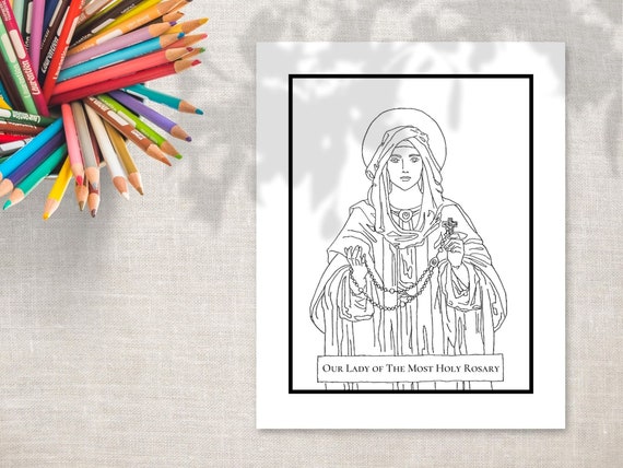 Printable Coloring Page our Lady of the Rosary - Etsy