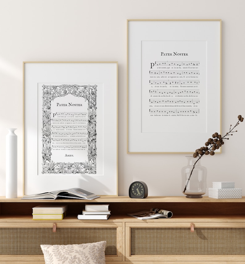 Gregorian Chant Print - Pater Noster Art Print - Catholic Sheet Music ...