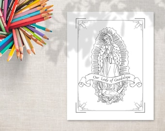 Printable Coloring Page &quot;Our Lady of Guadalupe&quot; - Catholic coloring page - printable coloring page