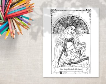 Printable Coloring Page "Our Lady Seat of Wisdom" - Catholic coloring page - printable coloring page