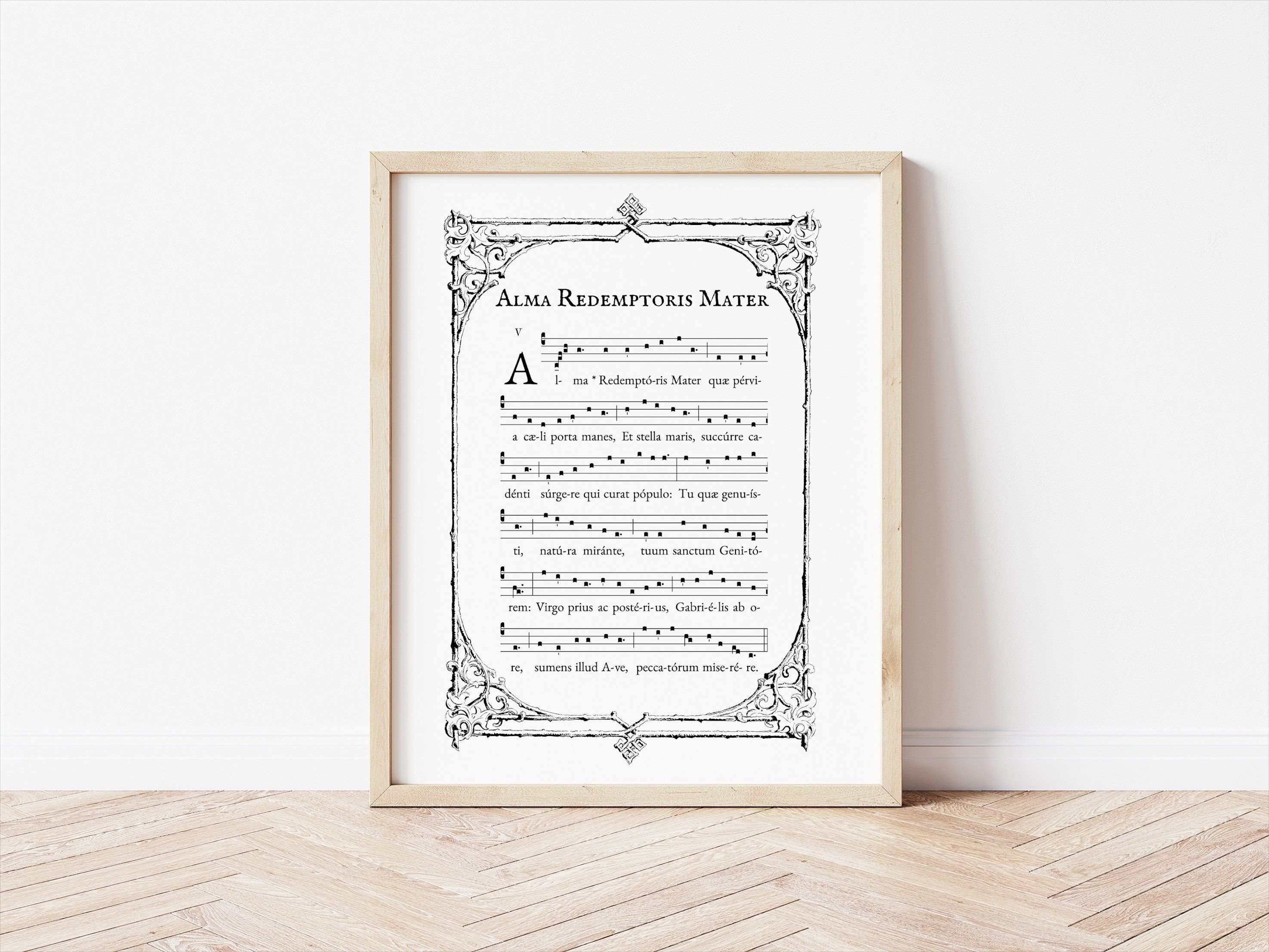 Gregorian Chant Print XL - Alma Redemptoris Mater Art Print - Catholic ...