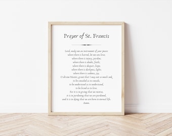 Catholic Prayer Print &quot;St Francis Prayer&quot; - Make me a channel of Your peace - 8X10 prayer print