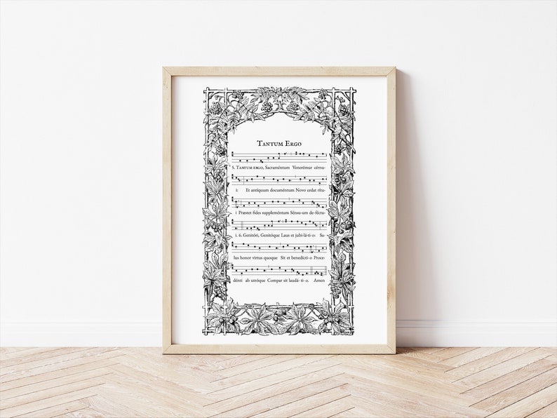 Gregorian Chant Print - Tantum Ergo Art Print - Catholic Sheet Music ...