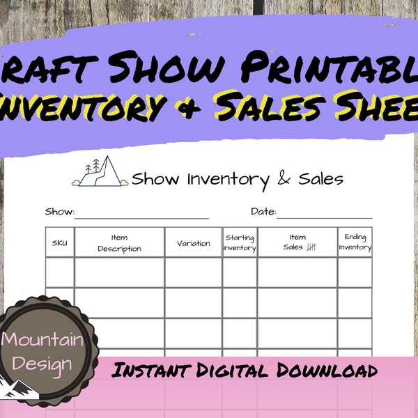 Inventory and Sales Tracker for Craft Show Printable A4 and US Letter - Instant Digital Download PDF Form for Handmade Small Business