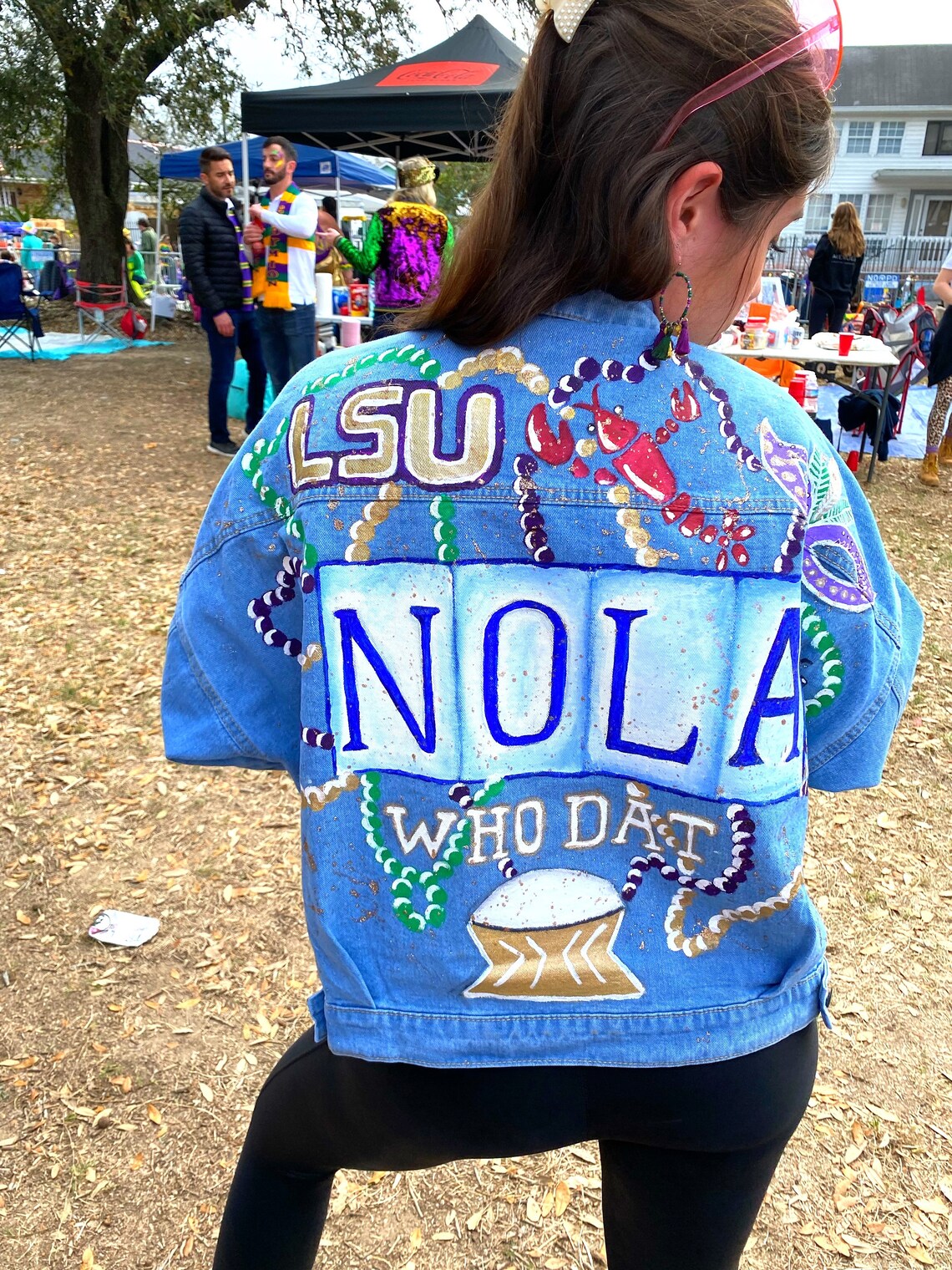 mardi gras denim jumpsuit