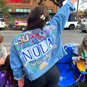 mardi gras denim outfit