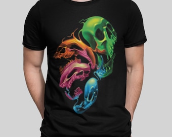 Distorted Skull Neon Colored Horror Tee