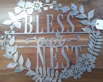 a "Bless our nest" Metal cutout