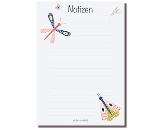 Kinder Notizblock Schmetterling 50 Blatt - ideal zur Einschulung und die Schultüte - Notizbuch, Notizpad, Notepad