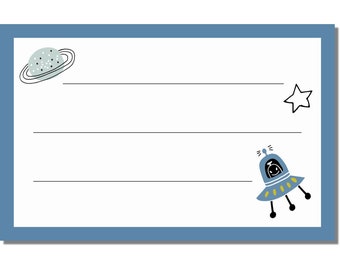 Schulheft Etiketten Weltraum, 10 Stück, Buchetiketten, Namenschilder, Heftaufkleber für die Grundschule, Schuletiketten