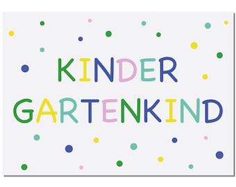 Postkarte Kindergartenkind bunte Buchstaben - Kindergartenkarte - Kita Karte - ideal zum Start in den Kindergarten