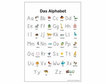 ABC poster for the start of school // Din-A3 // Letter poster // School enrollment gift // For the nursery // Learning letters
