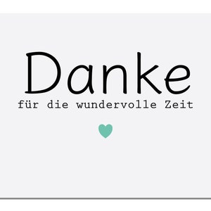 Postkarte "Danke für die wunderschöne Zeit" mit Herz - Abschiedskarte, Abschiedsgeschenk Kindergarten, Dankeskarte, Erzieherin Abschied