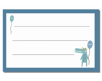 Schulheft Etiketten Krokodil, 10 Stück, Buchetiketten, Namenschilder, Heftaufkleber für die Grundschule, Schuletiketten